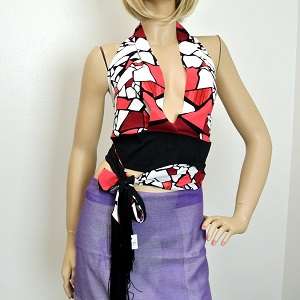 $855 NEW Authentic Gucci Silk Halter Top w/Tassel Red/Black One Size 233694 2017 Black Friday Deals